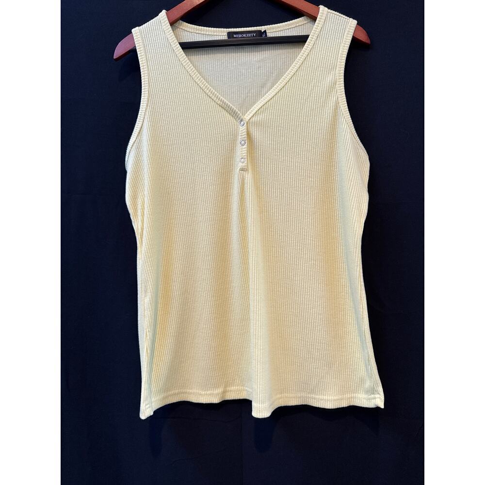 Women’s Merokeety V Neck Yellow Tank Top XL